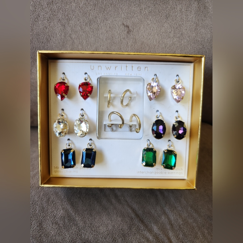 Earrings With Interchangable Pendants And Gems NWT